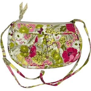 Vera Bradley Frannie Crossbody Bag Make Me Blush Pink Green Floral Quilted Purse